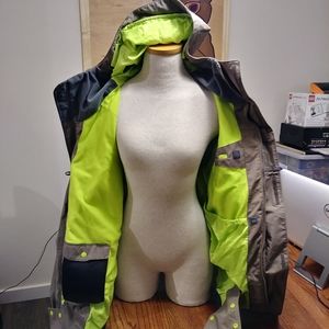 The North Face olive / lime green snowboard jacket